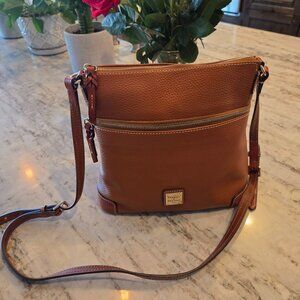 Dooney & Burkey caramel grain leather messenger bag